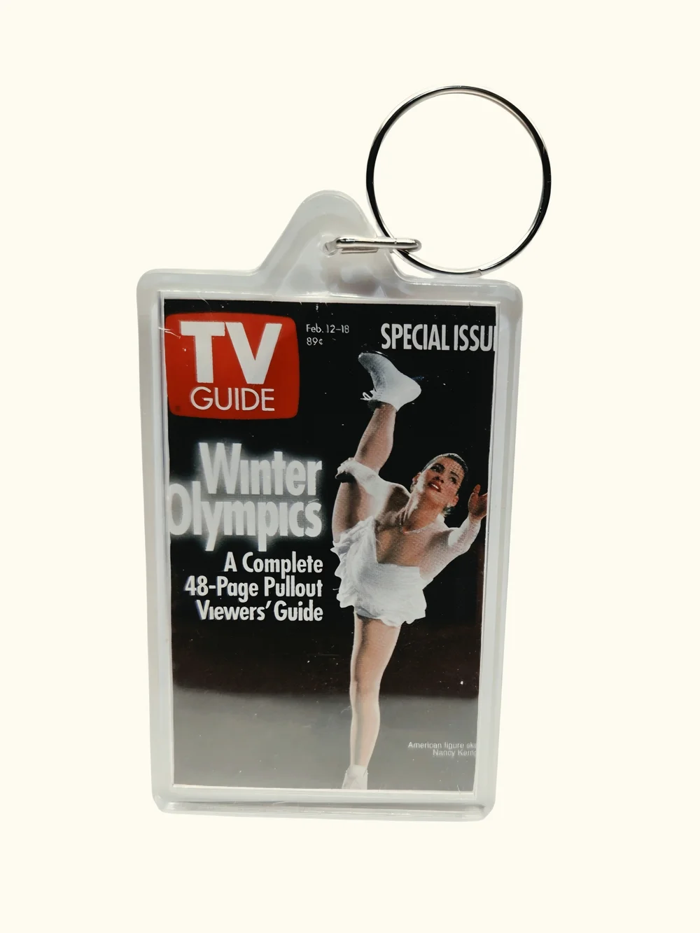 Vintage 1994 Nancy Kerrigan TV Guide Winter Olympics Acrylic Cover Keychain